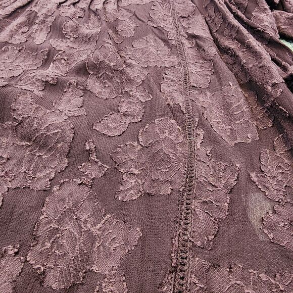 J Jill Top Womens Medium Purple Ventana Jacquard Popover Blouse Casual Boho Chic - Picture 12 of 15